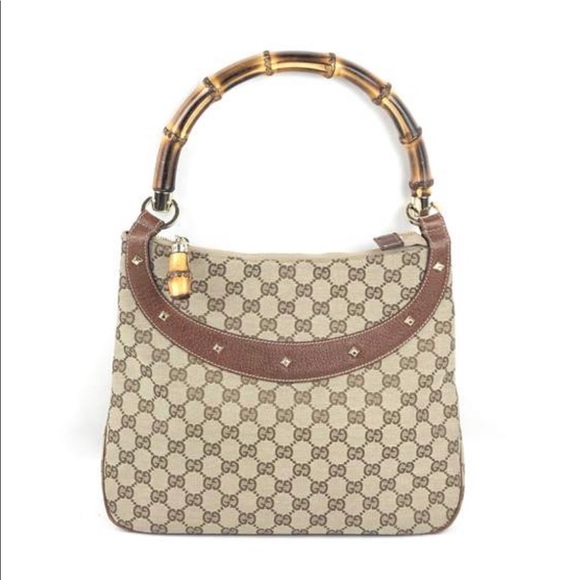 Authentic Gucci monogram bamboo handle bag - Picture 2 of 8